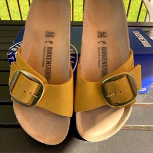 New Birkenstock Madrid big buckle ochre sandals women’s gold 11 42 shoes